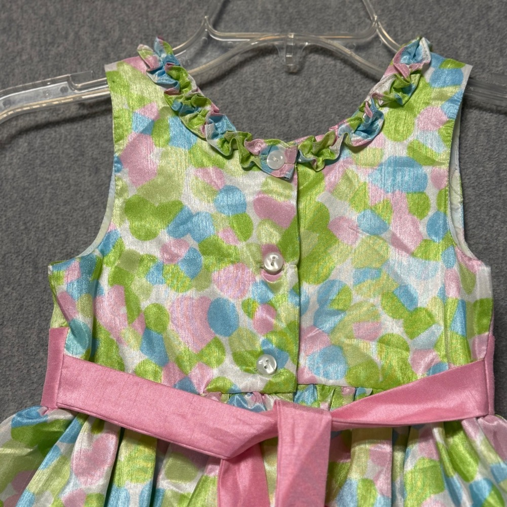 Jona Michelle Girls Floral Party Dress‎ Pink Green Blue Tulle Bow CO8614 Size 5 - Picture 11 of 16